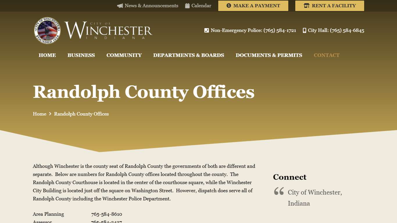 Randolph County Offices - City of Winchester, Indiana